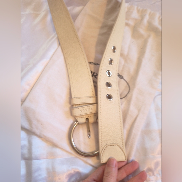 Prada Cream Leather Belt With Silver Hardware Sz 34 US - Picture 3 of 9